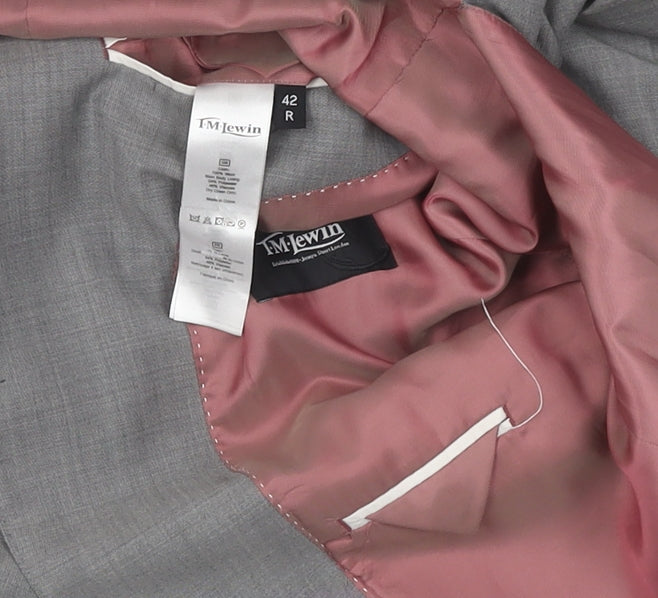 T.M.Lewin Men's Grey Regular Fit Suit Jacket 42R