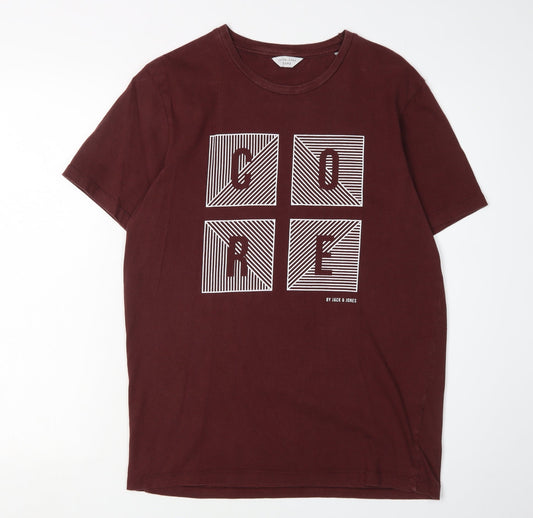 Jack & Jones Men’s Red Graphic T-Shirt, Size S, Crew Neck