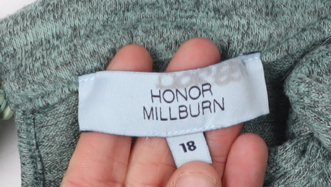 Close-up detail of Honor Millburn Women's Green jumper, size 18