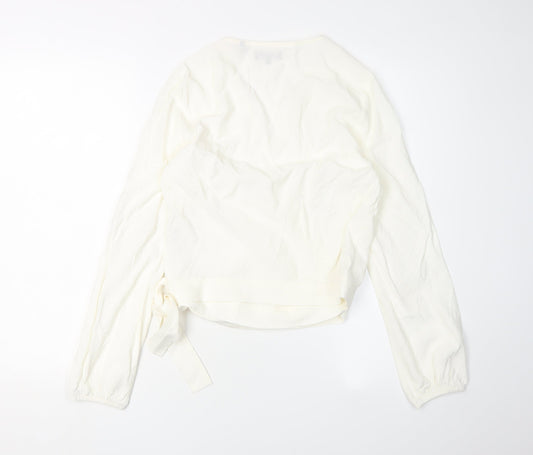 Superdry Women's White Wrap Blouse - Size 10, Viscose