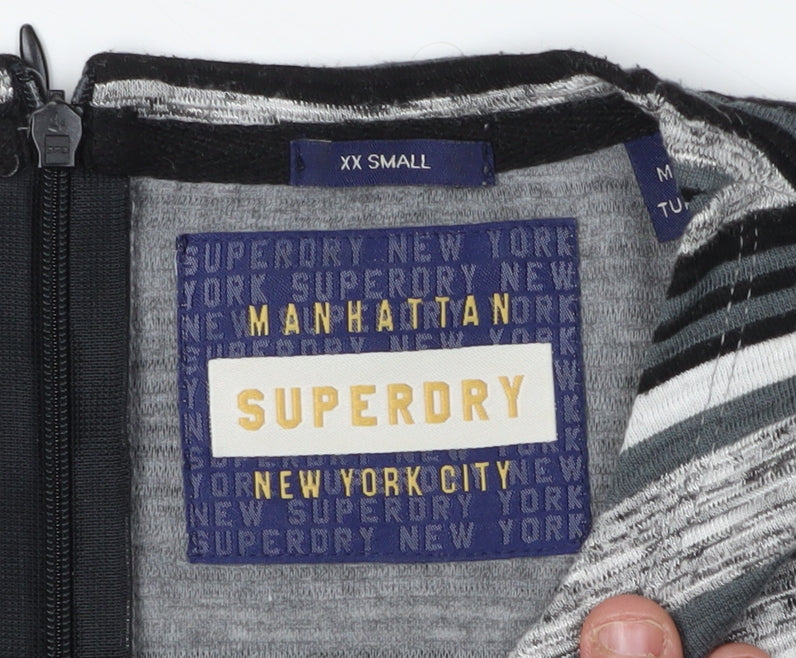 Superdry Women's Grey Striped Bodycon Dress XS