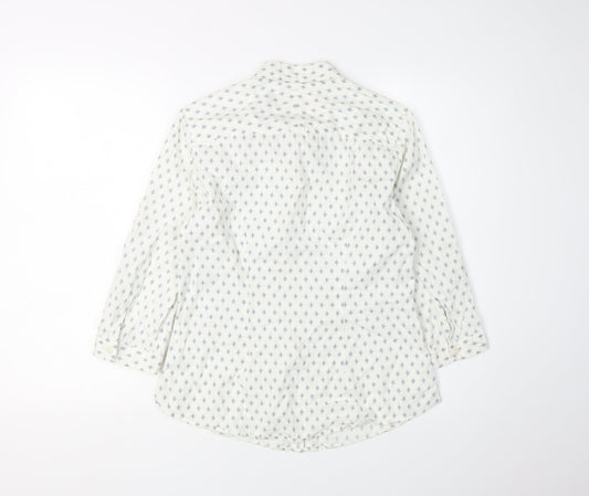 Charles Tyrwhitt Women's White Geometric Button-Up, Size 8