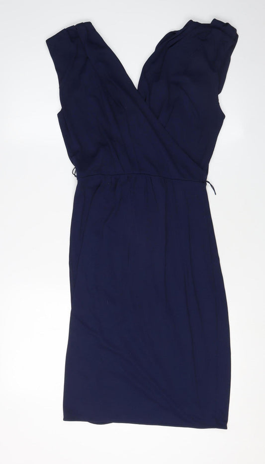 Whistles Women's Blue Wrap Dress Size 10