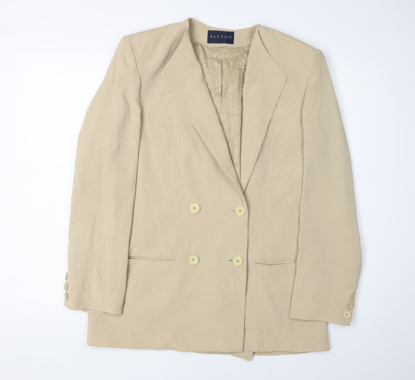 Alexon Women's Beige Double-Breasted Blazer, Size 12