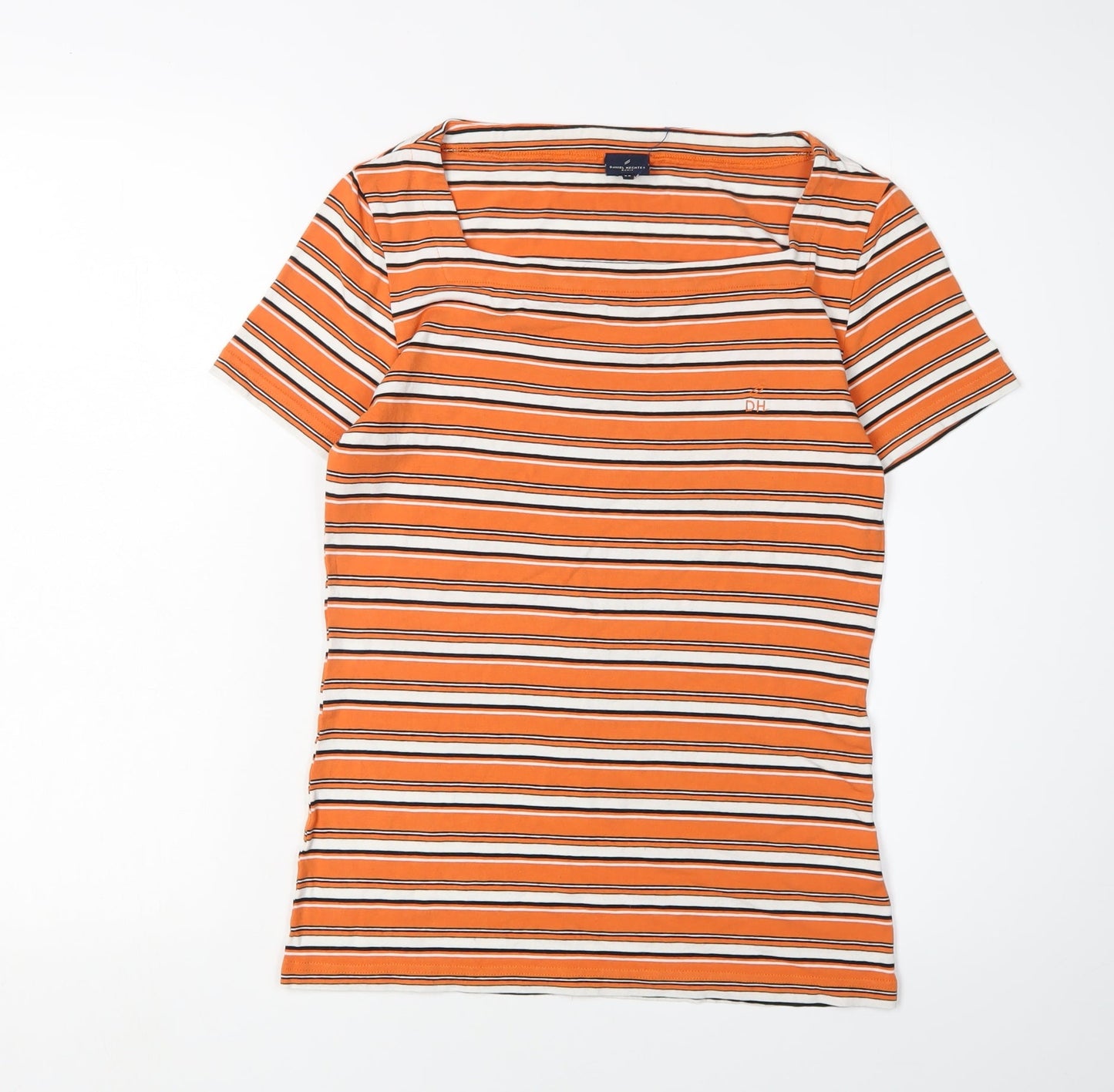 Daniel Hechter Women's Orange Striped Slim T-Shirt, Size 8