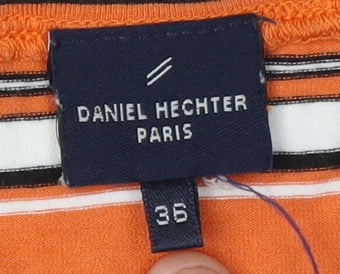 Daniel Hechter Women's Orange Striped Slim T-Shirt, Size 8