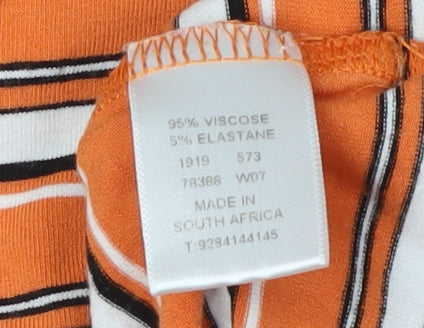 Daniel Hechter Women's Orange Striped Slim T-Shirt, Size 8
