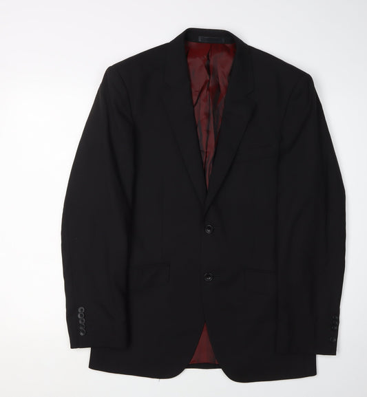 T.M. Lewin Men's Black Slim Fit Blazer, Size 36S
