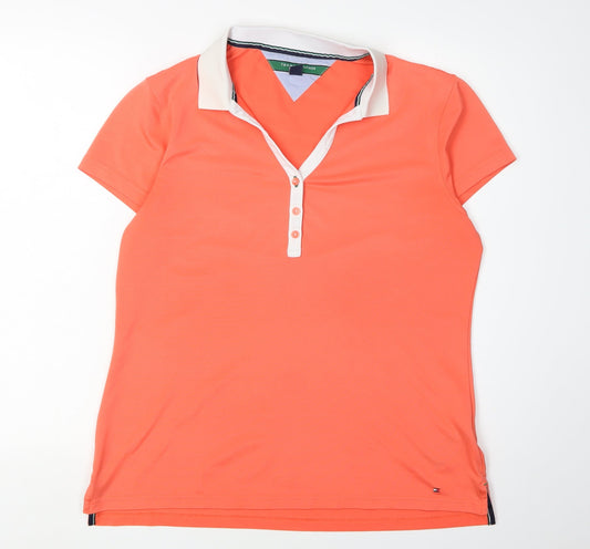 Tommy Hilfiger Women's Orange XL Polo Shirt, Casual Wear