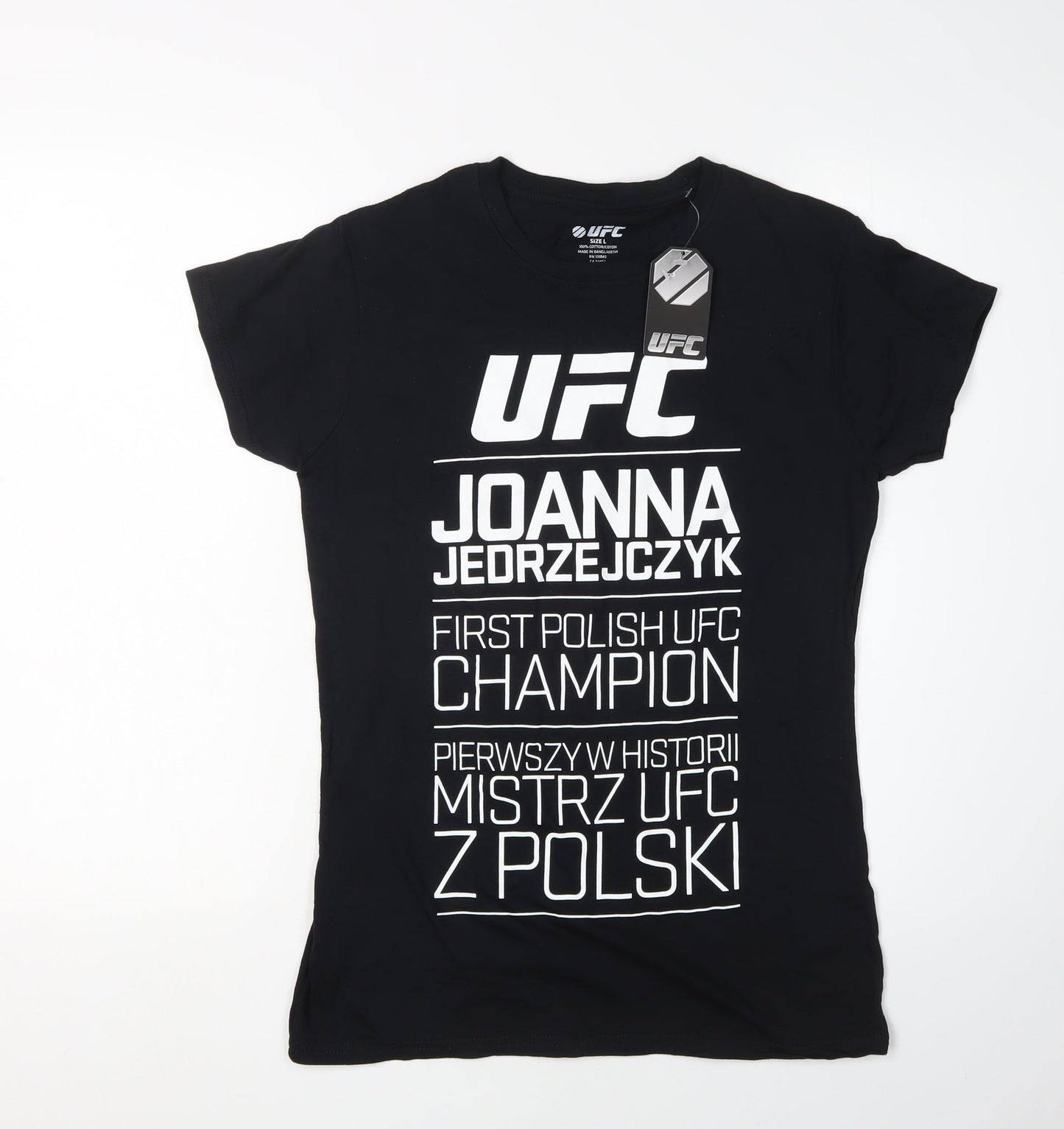 UFC Women's Black T-Shirt, L, Sports Casual Tee