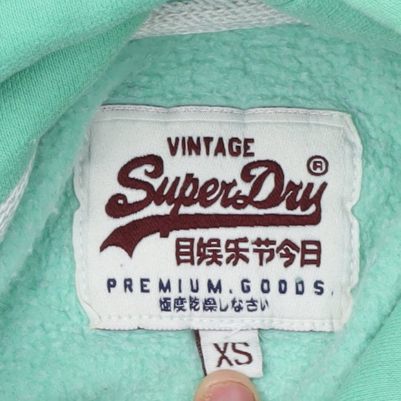 SuperDry Women's XS Green Vintage Logo Pullover Hoodie