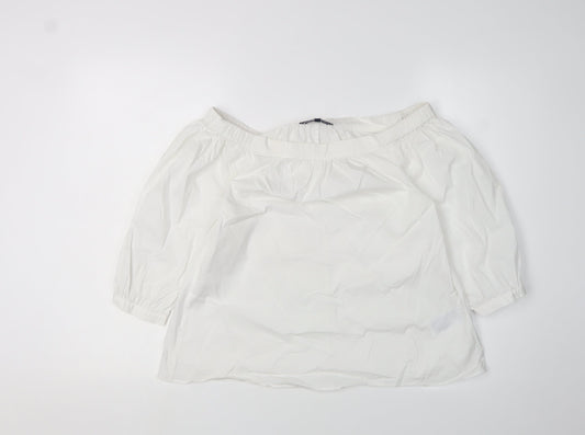 Tommy Hilfiger Women's White Cropped Blouse, Size 4, Off-Shoulder