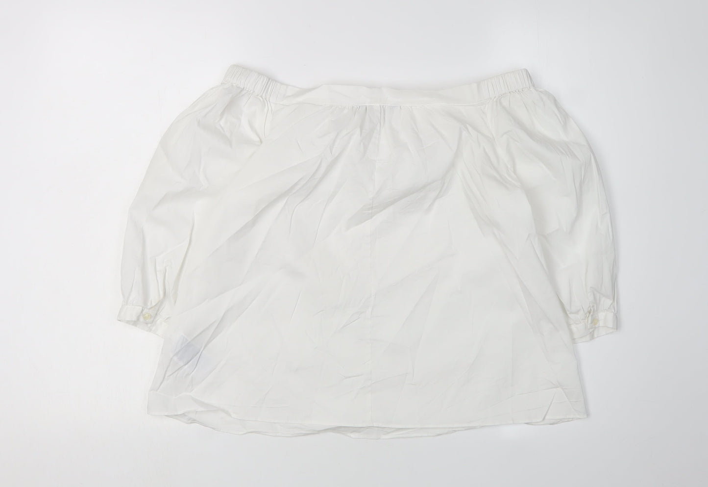 Tommy Hilfiger Women's White Cropped Blouse, Size 4, Off-Shoulder