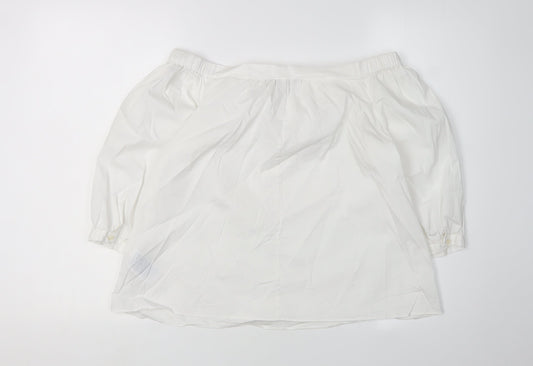 Tommy Hilfiger Women's White Cropped Blouse, Size 4, Off-Shoulder