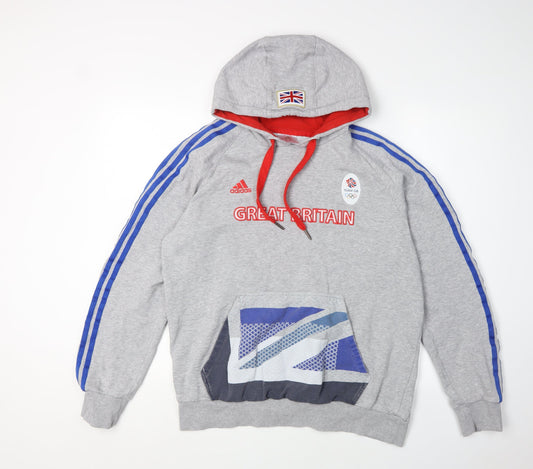 Adidas Men's Grey Pullover Hoodie L