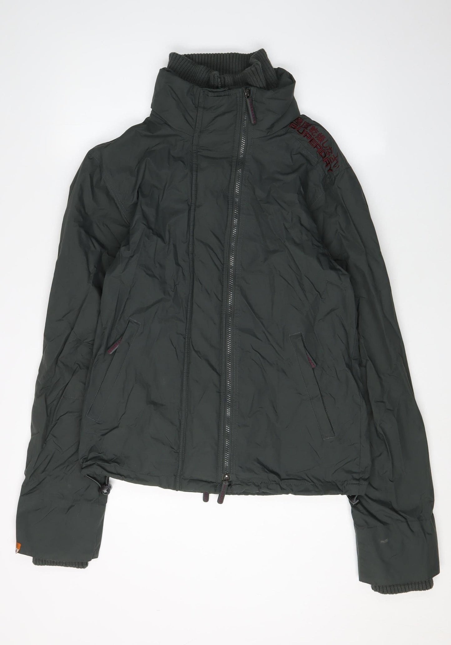 Superdry Women's Green Jacket, Size M, Casual Zip Closure
