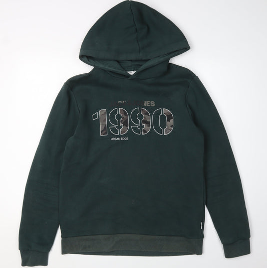 Mens UK M Regular JACK & JONES Green Pullover Hoodie