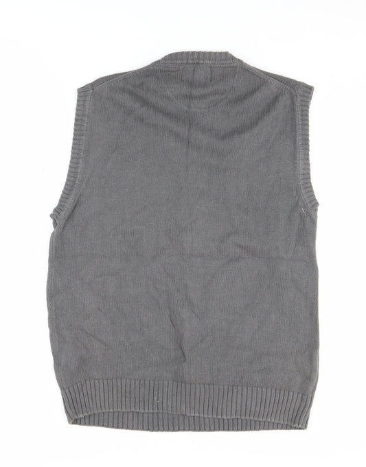 Promo Stars Grey Cotton Men's V-Neck Vest - Size S