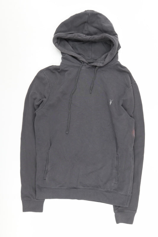 AllSaints Men's Grey Cotton Pullover Hoodie, Size S