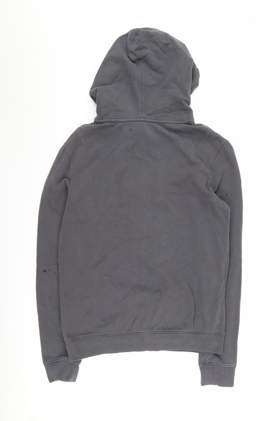 AllSaints Men's Grey Cotton Pullover Hoodie, Size S