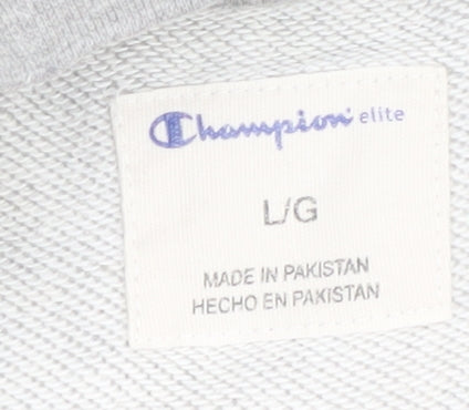 Champion Mens Grey Pullover Sweatshirt L Logo Graphic