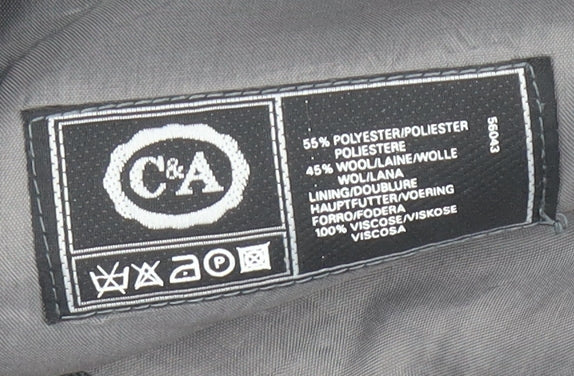 Brand and care label for C&A Men's Grey Pinstripe Blazer 42 Regular Fit