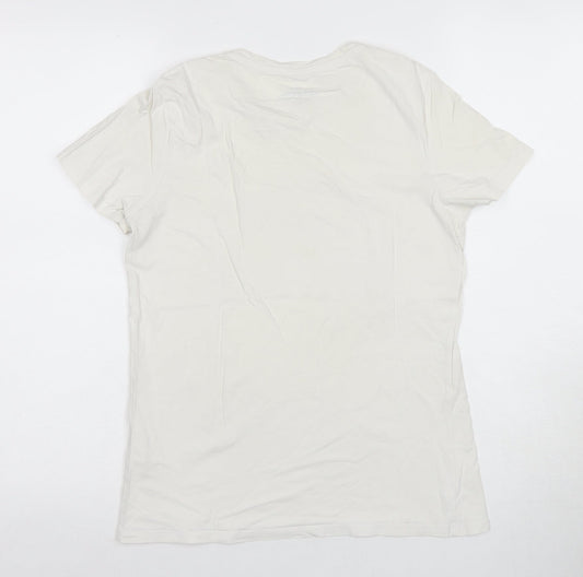 Lee Cooper Women's White T-Shirt, M, Round Neck