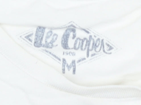 Lee Cooper Women's White T-Shirt, M, Round Neck