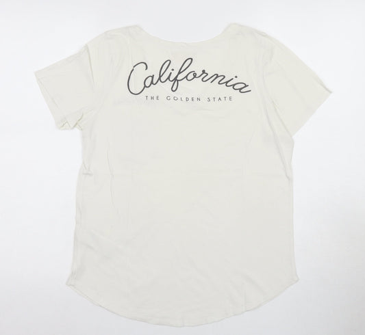 Hollister Women's White V-Neck T-Shirt M California Style