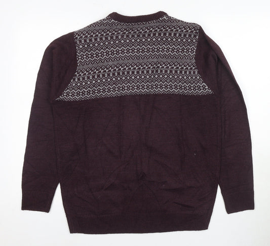 James Pringle Men's Brown Fair Isle Pullover Jumper, M