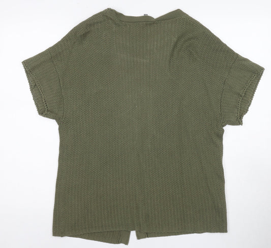 Laura Ashley Women's Green Open-Knit Cardigan UK 8