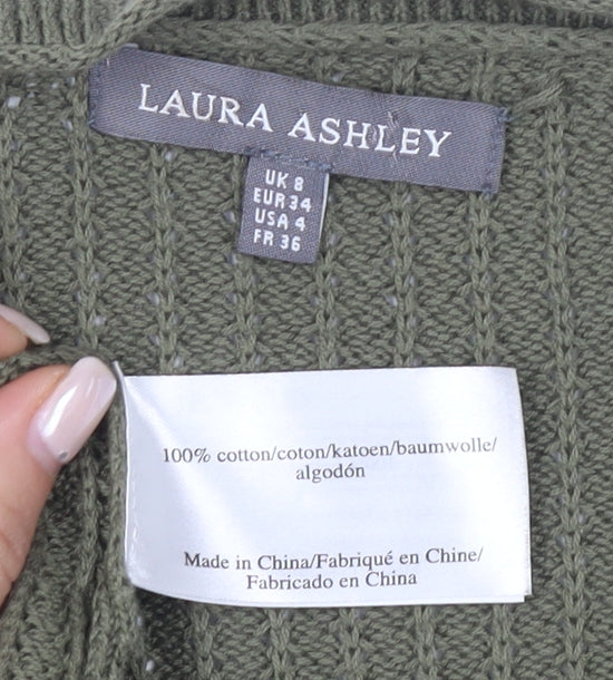 Laura Ashley Women's Green Open-Knit Cardigan UK 8