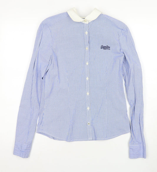Superdry Women's Blue Striped Button-Up Shirt S