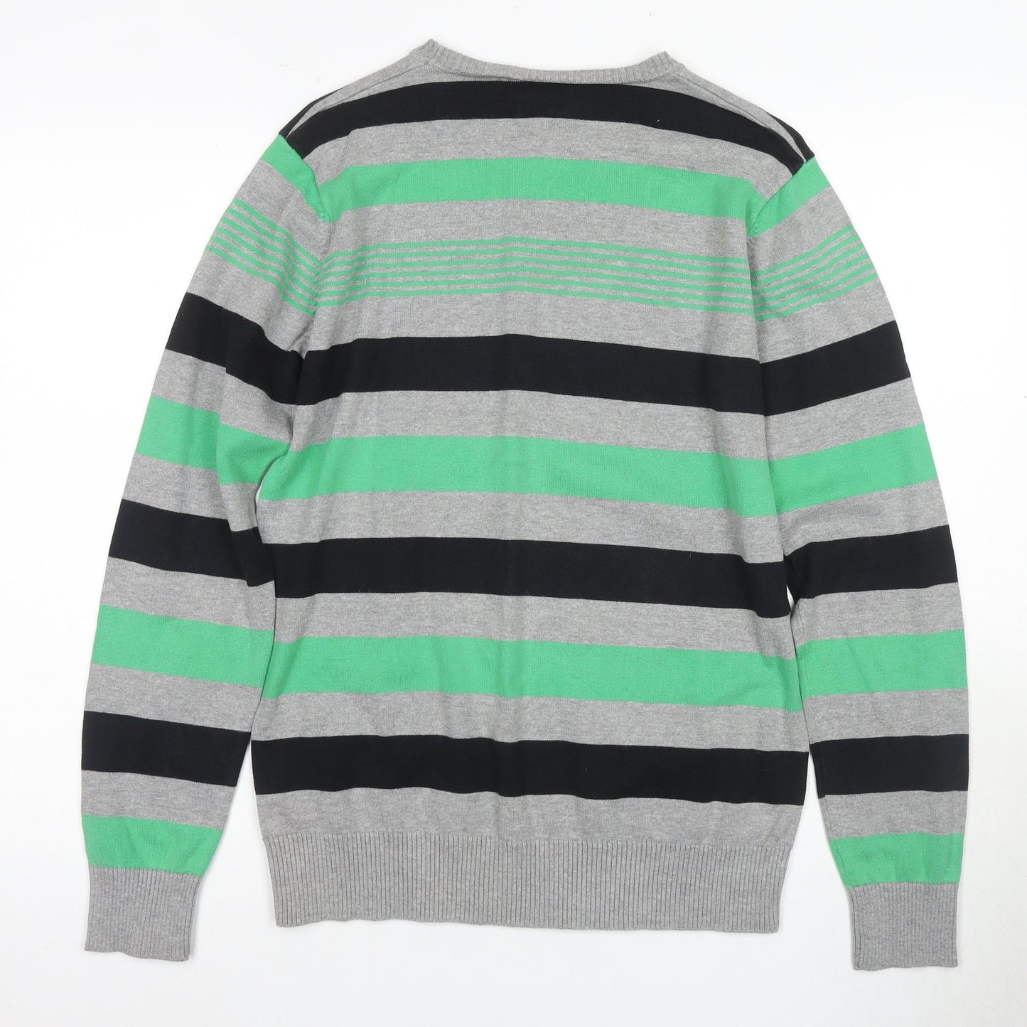 Jack & Jones Men's Grey Green Striped Pullover M