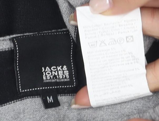 Jack & Jones Men's Grey Green Striped Pullover M