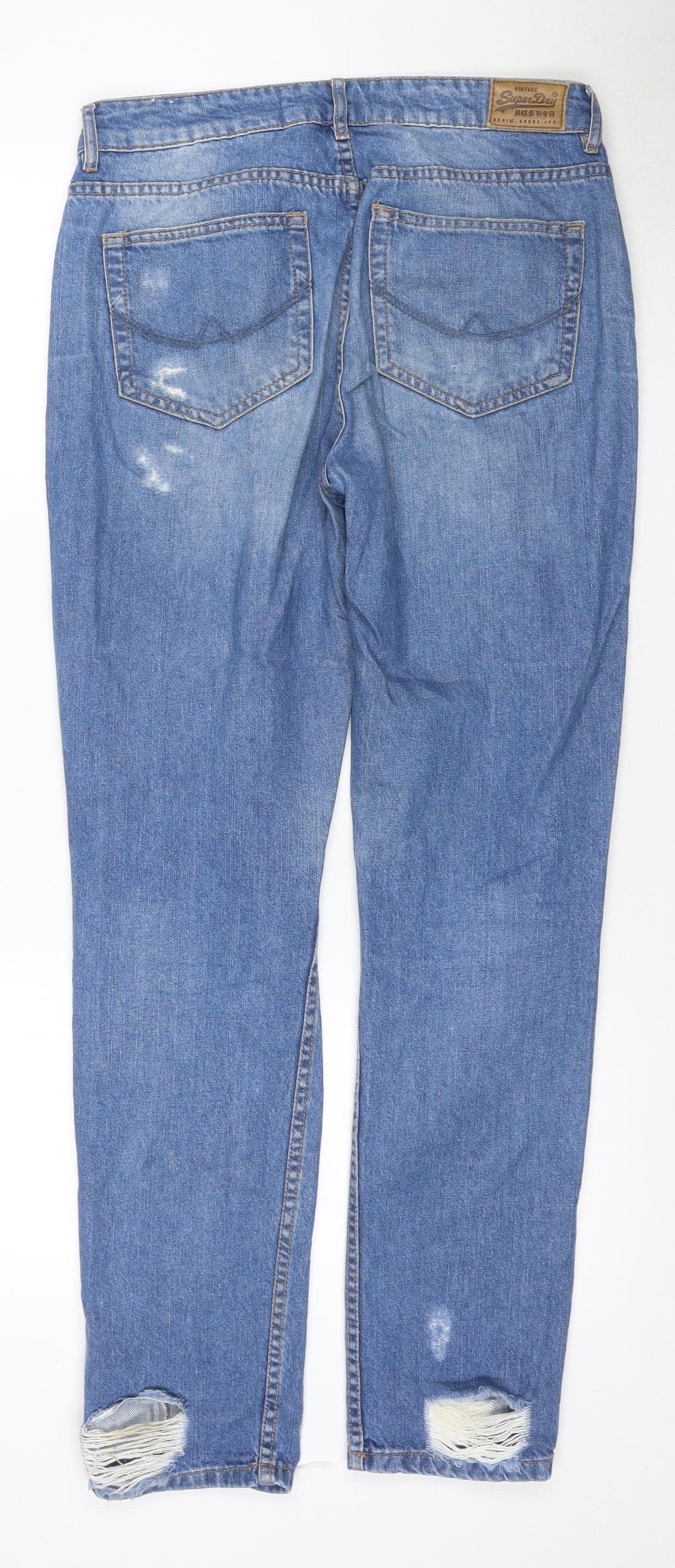 Superdry Women's Blue Skinny Jeans, L, Distressed, Comfortable