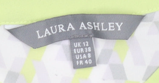 Laura Ashley Women's Green Geometric Tunic Blouse Size 12