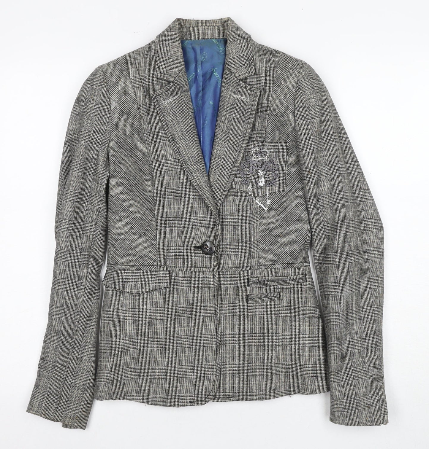 Firetrap Women's Grey Plaid Blazer S