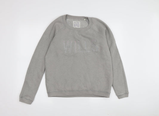 Womens UK 12 Relaxed Jack Wills Grey Pullover Sweatshirt