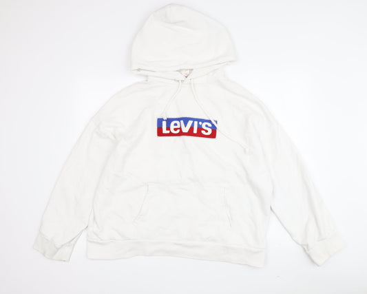 Levi's Men's White Hoodie S Pullover Logo Casual