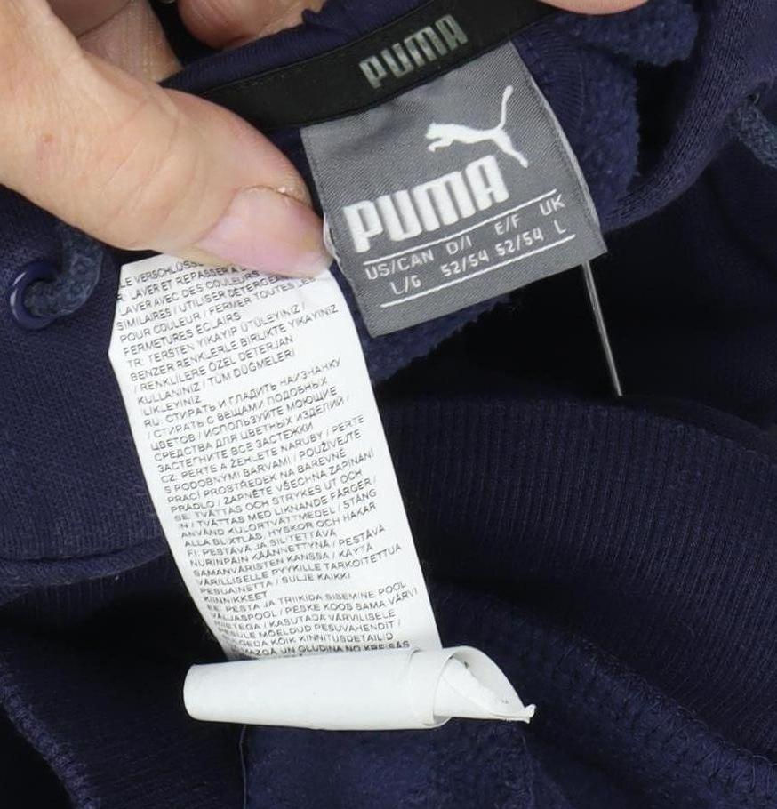 Puma Men's Blue Full Zip Hoodie L Logo Pockets