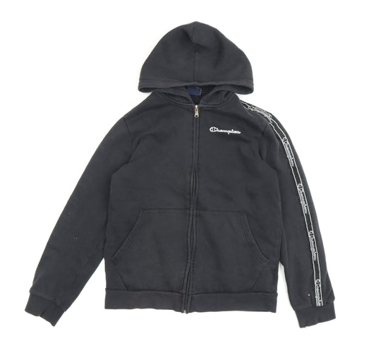 Additional front view of Champion boys’ black xl full zip hoodie