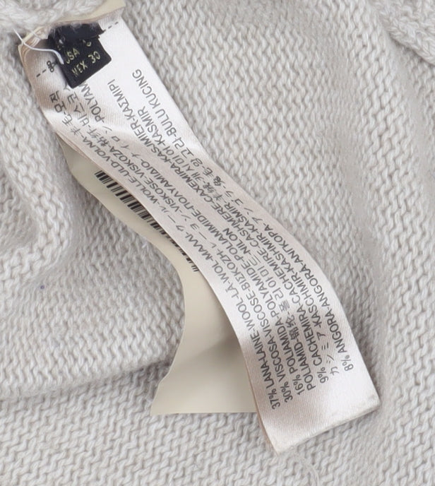 Close-up detail of Adrienne Vittadini Beige V-Neck Cable Knit Pullover, size 2