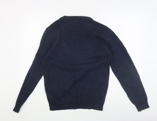 Jack & Jones Men's Blue Pullover Jumper M, Button Accent
