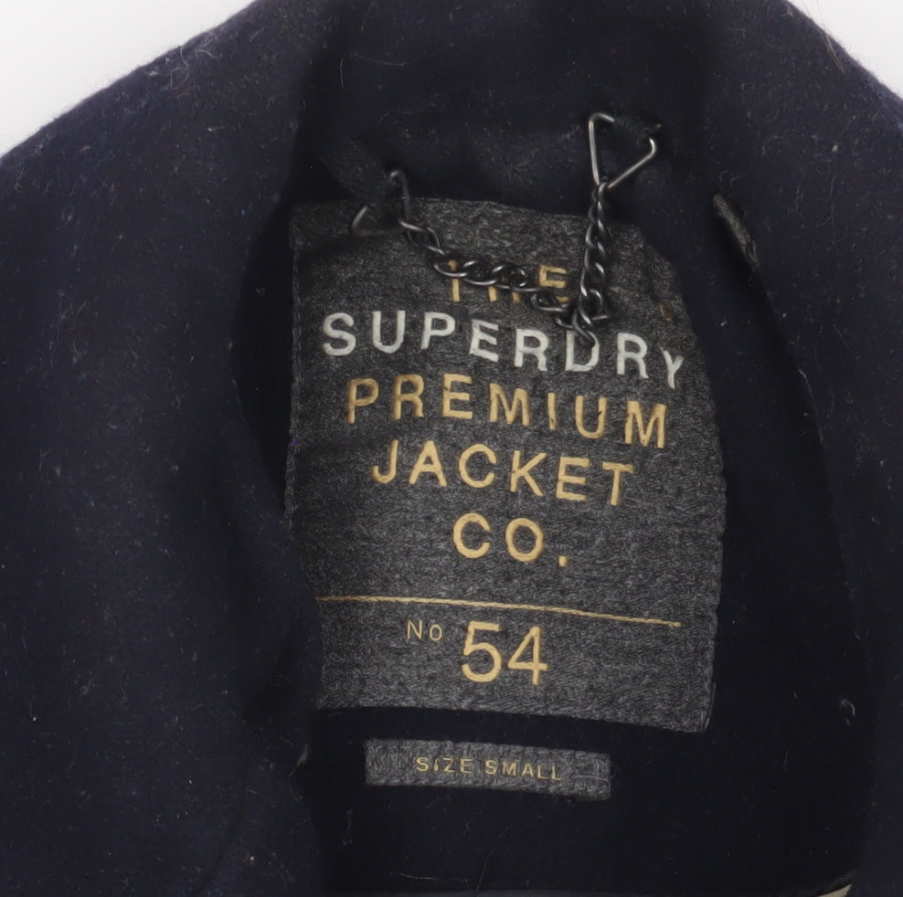 Superdry Men's Black Wool Pea Coat S - Classic Winter