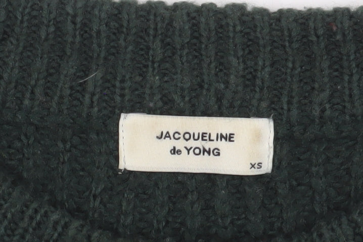 Brand and care label for Jacqueline de Yong Women's Green Pullover, XS