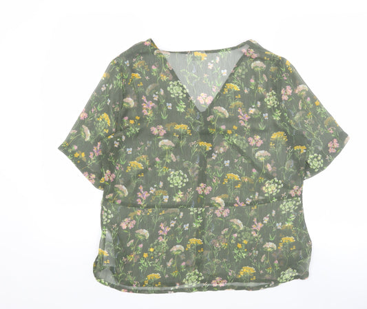 Jacqueline de Yong Women's Floral Blouse, Size 12, Short Sleeve