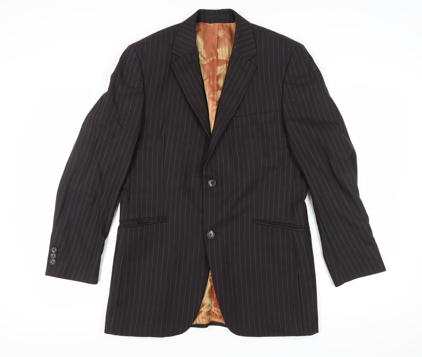 Jeff Banks Men's Brown Striped Suit Jacket, 38 Regular Fit