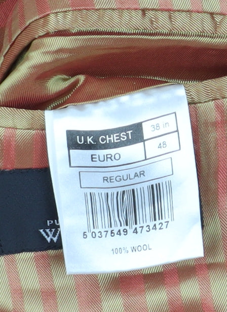 Jeff Banks Men's Brown Striped Suit Jacket, 38 Regular Fit