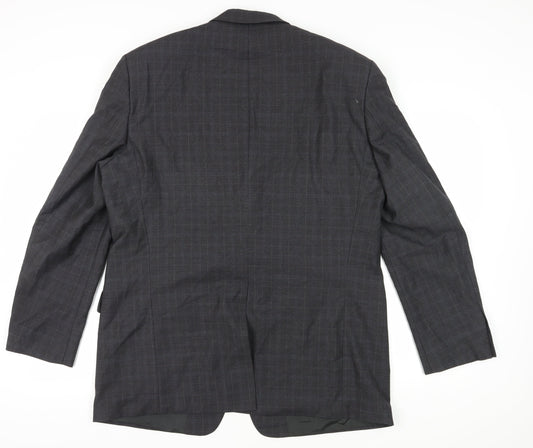 Hugo Boss Men's Black Wool Check Blazer, Size 46R